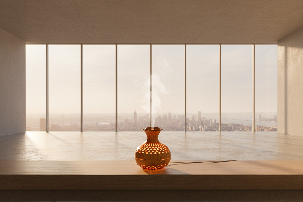 Diffuseur arôme vase bois ultrasonique avec lumière LED – Portidiff